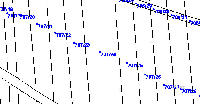 Parcela st. 707/24 v KÚ Kobeřice u Brna, Katastrální mapa