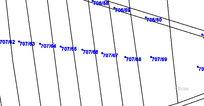 Parcela st. 707/67 v KÚ Kobeřice u Brna, Katastrální mapa