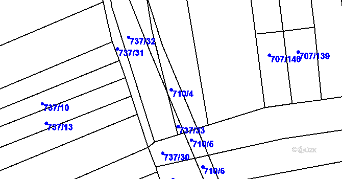 Parcela st. 710/4 v KÚ Kobeřice u Brna, Katastrální mapa