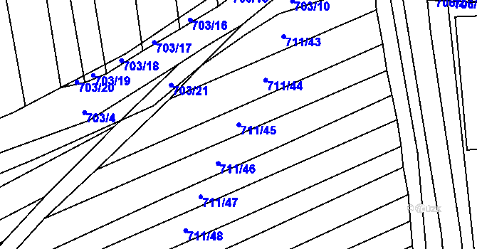 Parcela st. 711/45 v KÚ Kobeřice u Brna, Katastrální mapa