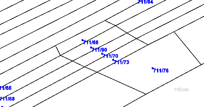 Parcela st. 711/70 v KÚ Kobeřice u Brna, Katastrální mapa