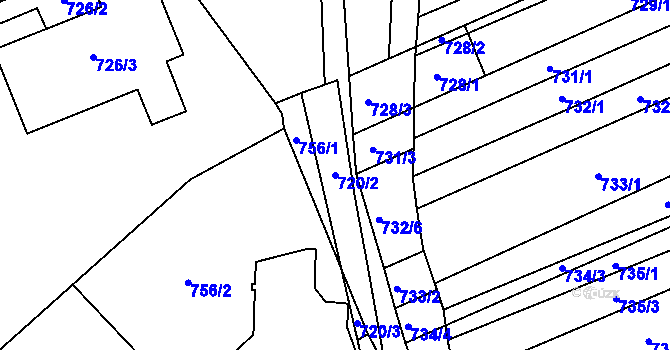 Parcela st. 720/2 v KÚ Kobeřice u Brna, Katastrální mapa