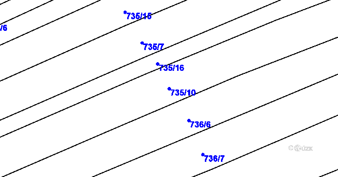 Parcela st. 735/10 v KÚ Kobeřice u Brna, Katastrální mapa
