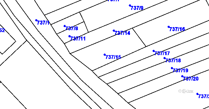 Parcela st. 737/15 v KÚ Kobeřice u Brna, Katastrální mapa