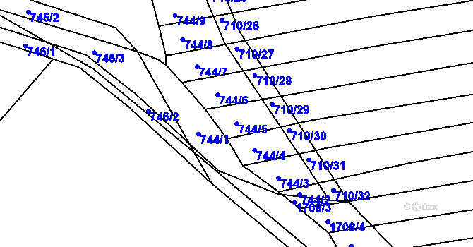 Parcela st. 744/5 v KÚ Kobeřice u Brna, Katastrální mapa
