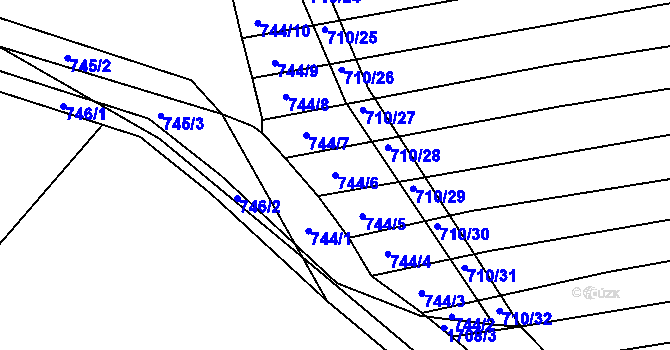 Parcela st. 744/6 v KÚ Kobeřice u Brna, Katastrální mapa