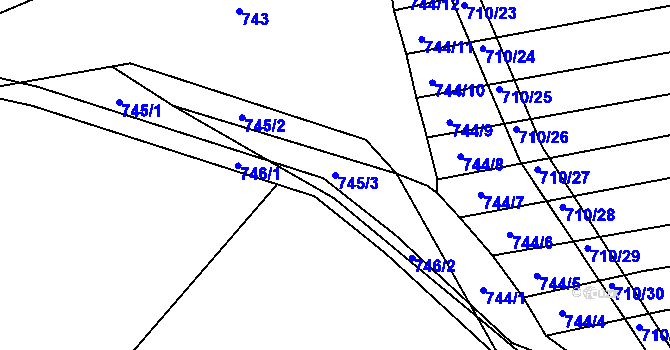 Parcela st. 745/3 v KÚ Kobeřice u Brna, Katastrální mapa