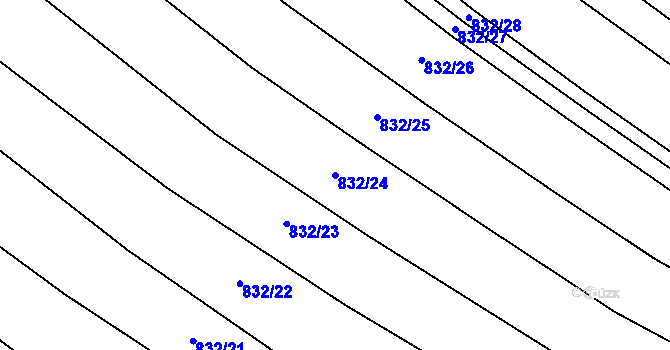 Parcela st. 832/24 v KÚ Kobeřice u Brna, Katastrální mapa