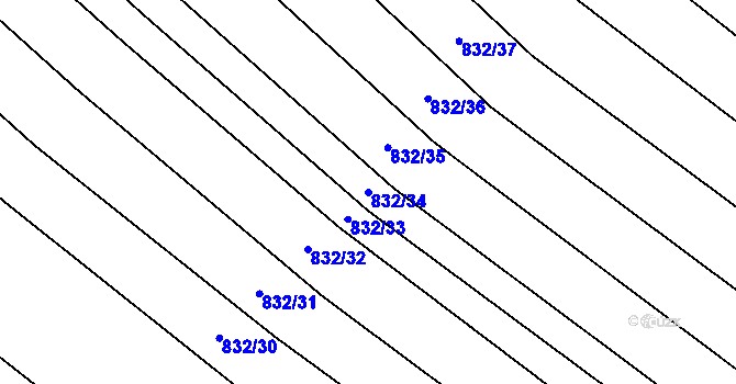 Parcela st. 832/34 v KÚ Kobeřice u Brna, Katastrální mapa