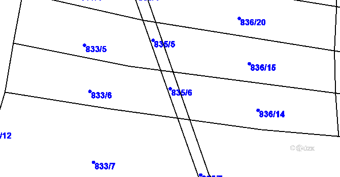 Parcela st. 835/6 v KÚ Kobeřice u Brna, Katastrální mapa