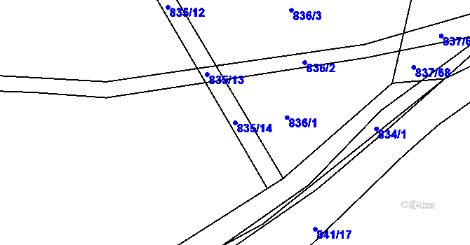 Parcela st. 835/14 v KÚ Kobeřice u Brna, Katastrální mapa