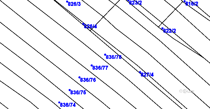 Parcela st. 836/78 v KÚ Kobeřice u Brna, Katastrální mapa