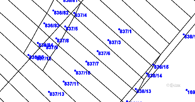 Parcela st. 837/6 v KÚ Kobeřice u Brna, Katastrální mapa