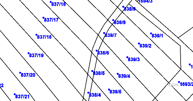 Parcela st. 838/6 v KÚ Kobeřice u Brna, Katastrální mapa