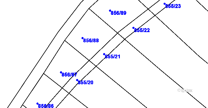 Parcela st. 855/21 v KÚ Kobeřice u Brna, Katastrální mapa
