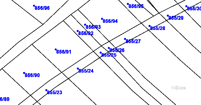 Parcela st. 855/25 v KÚ Kobeřice u Brna, Katastrální mapa