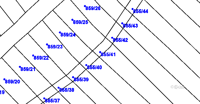 Parcela st. 855/41 v KÚ Kobeřice u Brna, Katastrální mapa