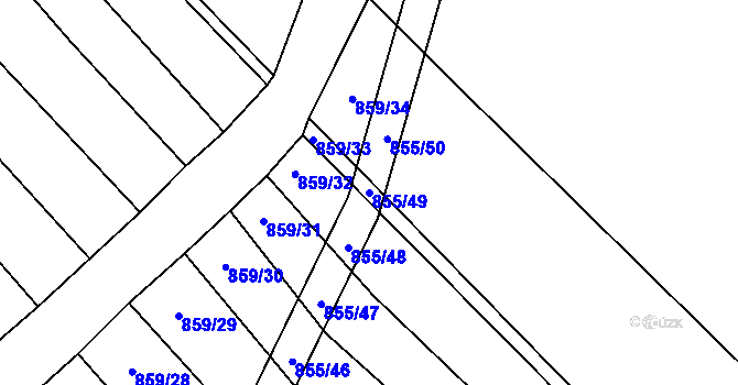 Parcela st. 855/49 v KÚ Kobeřice u Brna, Katastrální mapa