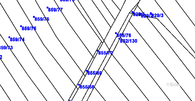 Parcela st. 855/70 v KÚ Kobeřice u Brna, Katastrální mapa