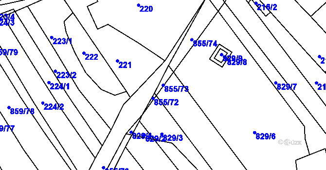 Parcela st. 855/73 v KÚ Kobeřice u Brna, Katastrální mapa