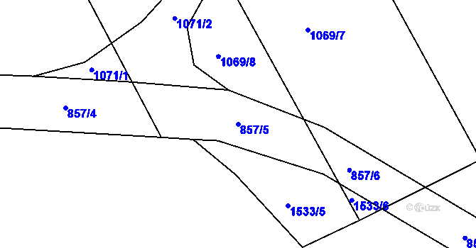 Parcela st. 857/5 v KÚ Kobeřice u Brna, Katastrální mapa