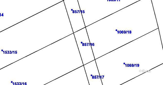 Parcela st. 857/16 v KÚ Kobeřice u Brna, Katastrální mapa