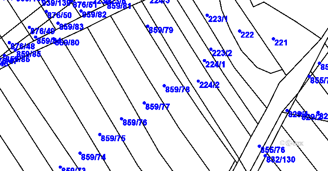 Parcela st. 859/78 v KÚ Kobeřice u Brna, Katastrální mapa