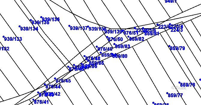 Parcela st. 859/84 v KÚ Kobeřice u Brna, Katastrální mapa