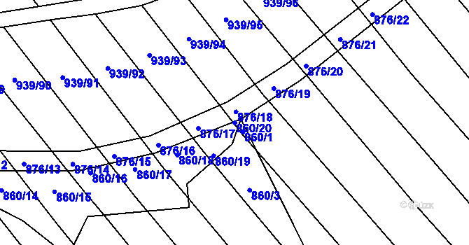 Parcela st. 860/20 v KÚ Kobeřice u Brna, Katastrální mapa