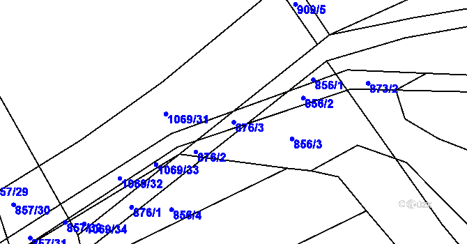 Parcela st. 876/3 v KÚ Kobeřice u Brna, Katastrální mapa