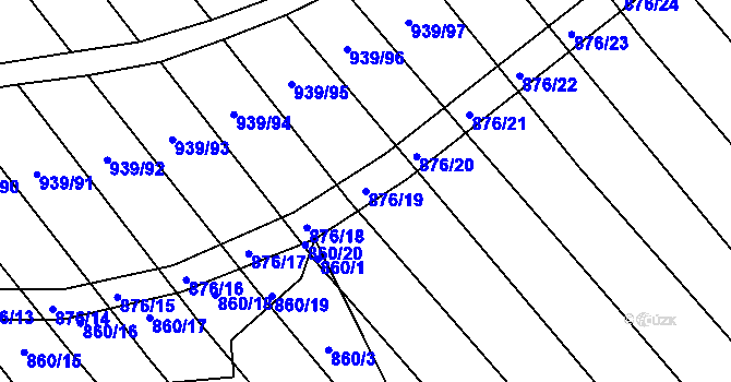 Parcela st. 876/19 v KÚ Kobeřice u Brna, Katastrální mapa