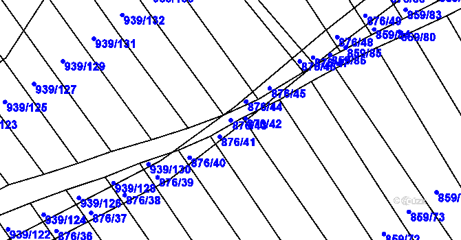 Parcela st. 876/43 v KÚ Kobeřice u Brna, Katastrální mapa