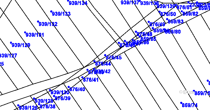 Parcela st. 876/45 v KÚ Kobeřice u Brna, Katastrální mapa