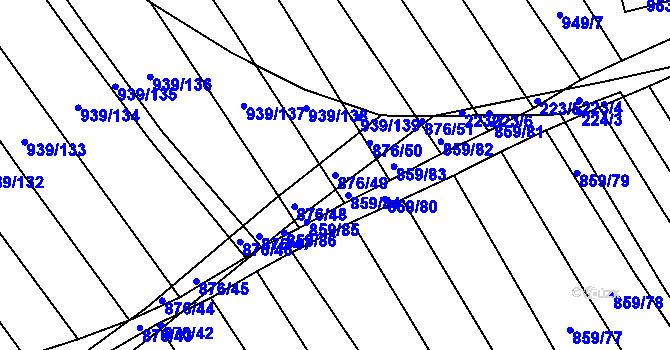 Parcela st. 876/49 v KÚ Kobeřice u Brna, Katastrální mapa