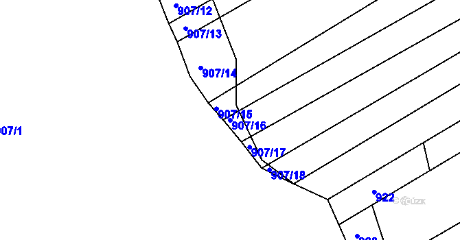 Parcela st. 907/16 v KÚ Kobeřice u Brna, Katastrální mapa