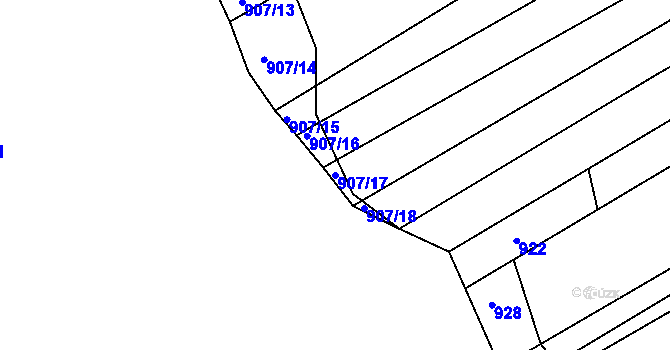 Parcela st. 907/17 v KÚ Kobeřice u Brna, Katastrální mapa