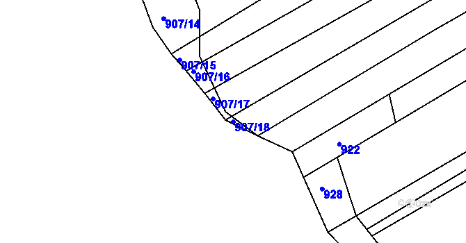 Parcela st. 907/18 v KÚ Kobeřice u Brna, Katastrální mapa