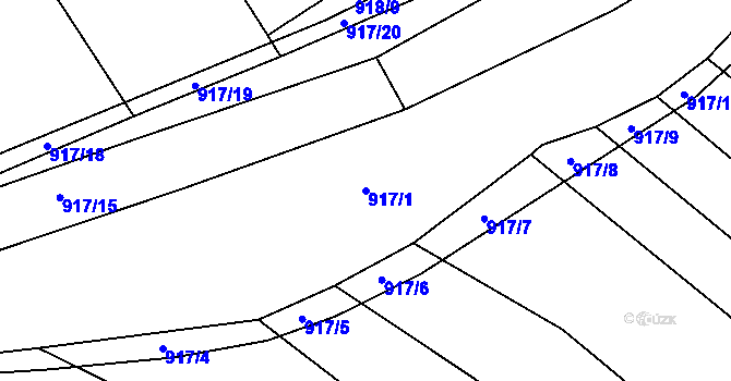 Parcela st. 917/1 v KÚ Kobeřice u Brna, Katastrální mapa