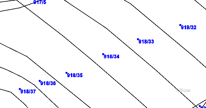 Parcela st. 918/34 v KÚ Kobeřice u Brna, Katastrální mapa