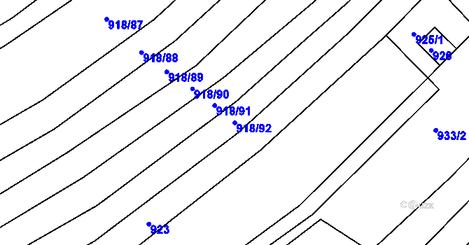 Parcela st. 918/92 v KÚ Kobeřice u Brna, Katastrální mapa