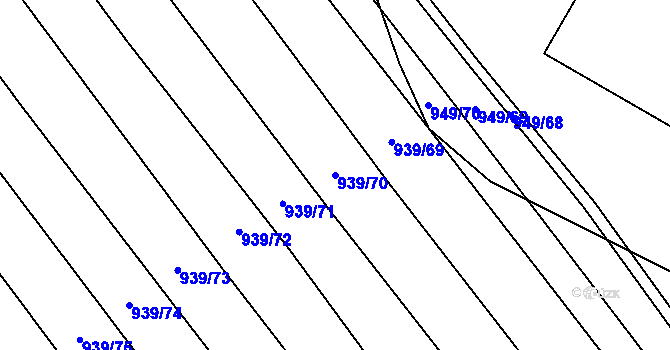 Parcela st. 939/70 v KÚ Kobeřice u Brna, Katastrální mapa