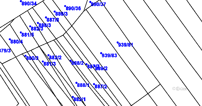 Parcela st. 939/83 v KÚ Kobeřice u Brna, Katastrální mapa