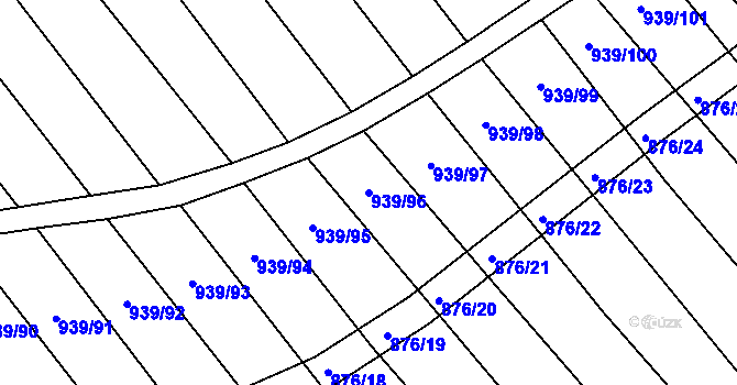 Parcela st. 939/96 v KÚ Kobeřice u Brna, Katastrální mapa