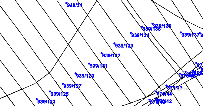 Parcela st. 939/132 v KÚ Kobeřice u Brna, Katastrální mapa