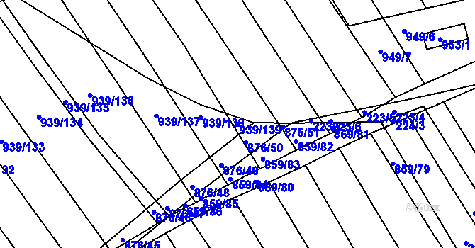 Parcela st. 939/139 v KÚ Kobeřice u Brna, Katastrální mapa