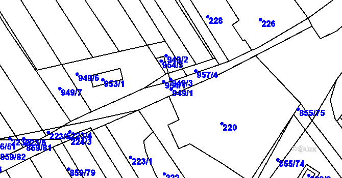 Parcela st. 949/1 v KÚ Kobeřice u Brna, Katastrální mapa
