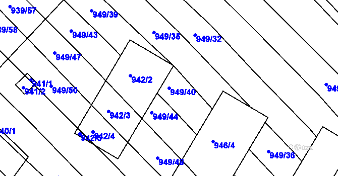 Parcela st. 949/40 v KÚ Kobeřice u Brna, Katastrální mapa
