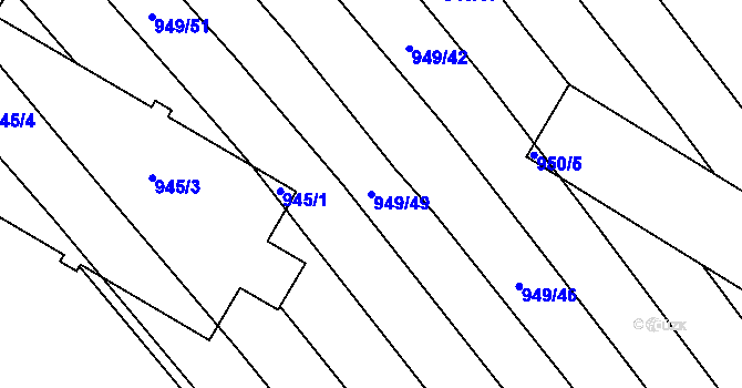 Parcela st. 949/49 v KÚ Kobeřice u Brna, Katastrální mapa