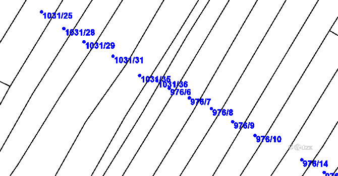 Parcela st. 976/6 v KÚ Kobeřice u Brna, Katastrální mapa
