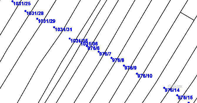 Parcela st. 976/7 v KÚ Kobeřice u Brna, Katastrální mapa